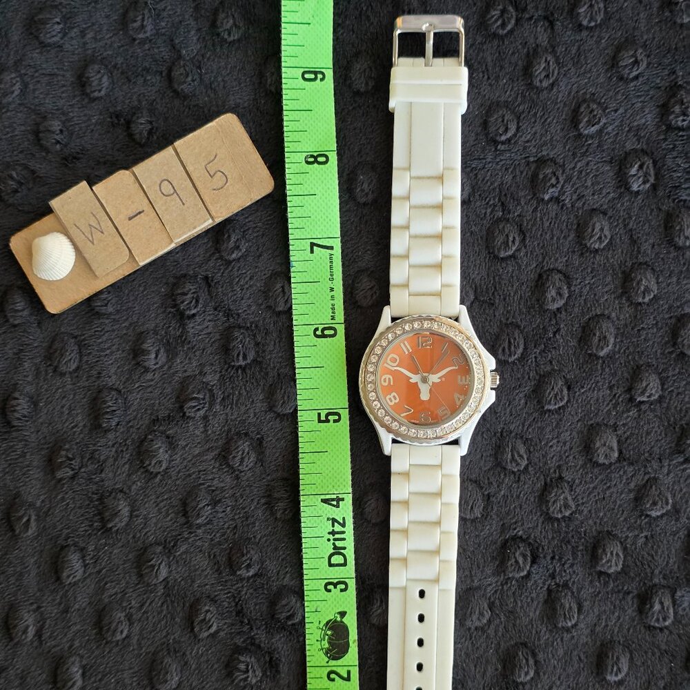 Item #W95 University of Texas white silicone band 1.5 in face Watch